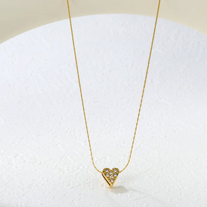 ✨Bulk Gold Heart Pendant Necklace – Sparkling Hollow Design | 8*9mm Size | 0.3mm Cross Round Chain | 40+5cm Adjustable (Wholesale Jewelry for Retailers)