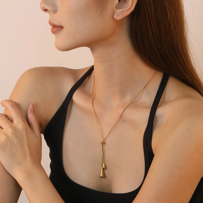 ✨ Wholesale Gold Stainless Steel Dual Charm Necklace | 5.4x10.8mm & 7.4x18.4mm Charms | 50+5cm Chain | 9.1g Lightweight Design