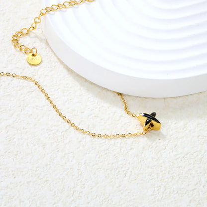 ✨7x7.1mm X-Shape Pendant Necklace White Zirconia/Black Enamel | 1.2mm Snake Chain or 0.3mm Cross Chain | Gold Stainless Steel Wholesale