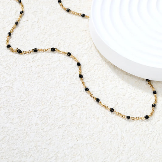 ✨Black Resin Cross Pendant Necklace 0.4mm Chain 40+5cm | Stainless Steel Silver/Gold | Gothic Jewelry Wholesale