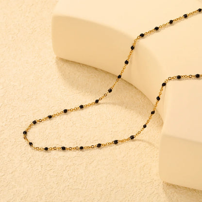 ✨Black Resin Cross Pendant Necklace 0.4mm Chain 40+5cm | Stainless Steel Silver/Gold | Gothic Jewelry Wholesale