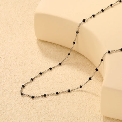 ✨Black Resin Cross Pendant Necklace 0.4mm Chain 40+5cm | Stainless Steel Silver/Gold | Gothic Jewelry Wholesale