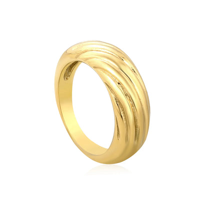 🌟 Wholesale Ribbed Gold Ring | 7.2mm Band | Steel