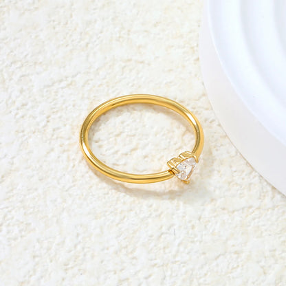 ✨ Wholesale Gold Rings: 8.2mm Hexagon & 5mm Heart w/ White Zircon | Adjustable | Stainless Steel Hypoallergenic