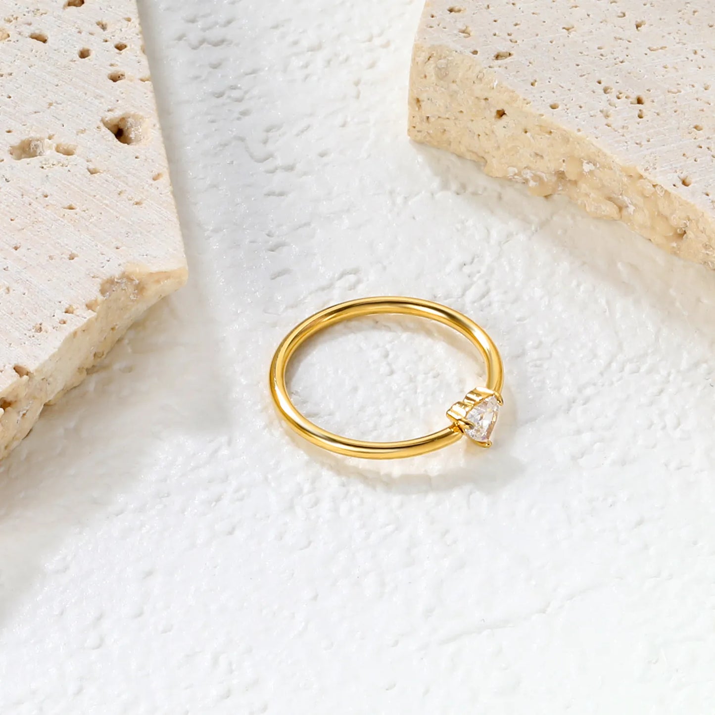 ✨ Wholesale Gold Rings: 8.2mm Hexagon & 5mm Heart w/ White Zircon | Adjustable | Stainless Steel Hypoallergenic
