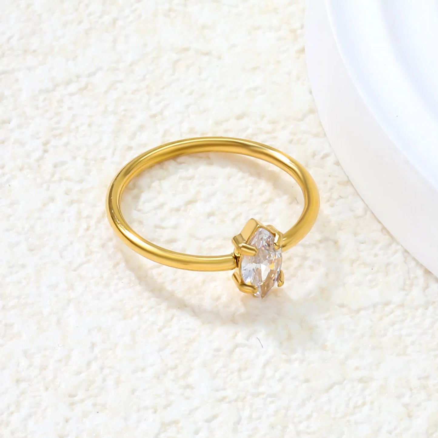 ✨ Wholesale Gold Rings: 8.2mm Hexagon & 5mm Heart w/ White Zircon | Adjustable | Stainless Steel Hypoallergenic