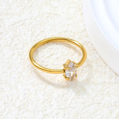 ✨ Wholesale Gold Rings: 8.2mm Hexagon & 5mm Heart w/ White Zircon | Adjustable | Stainless Steel Hypoallergenic