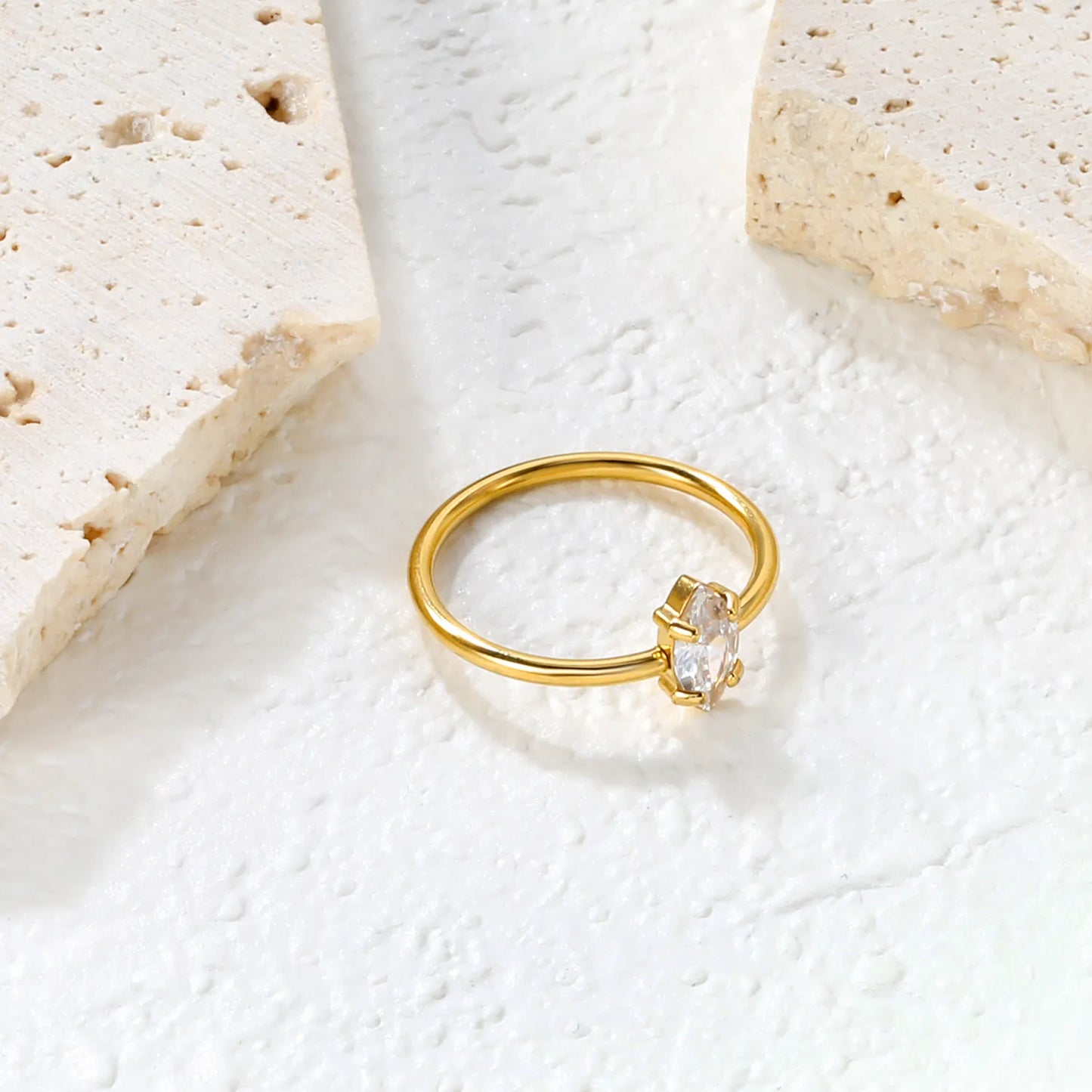 ✨ Wholesale Gold Rings: 8.2mm Hexagon & 5mm Heart w/ White Zircon | Adjustable | Stainless Steel Hypoallergenic