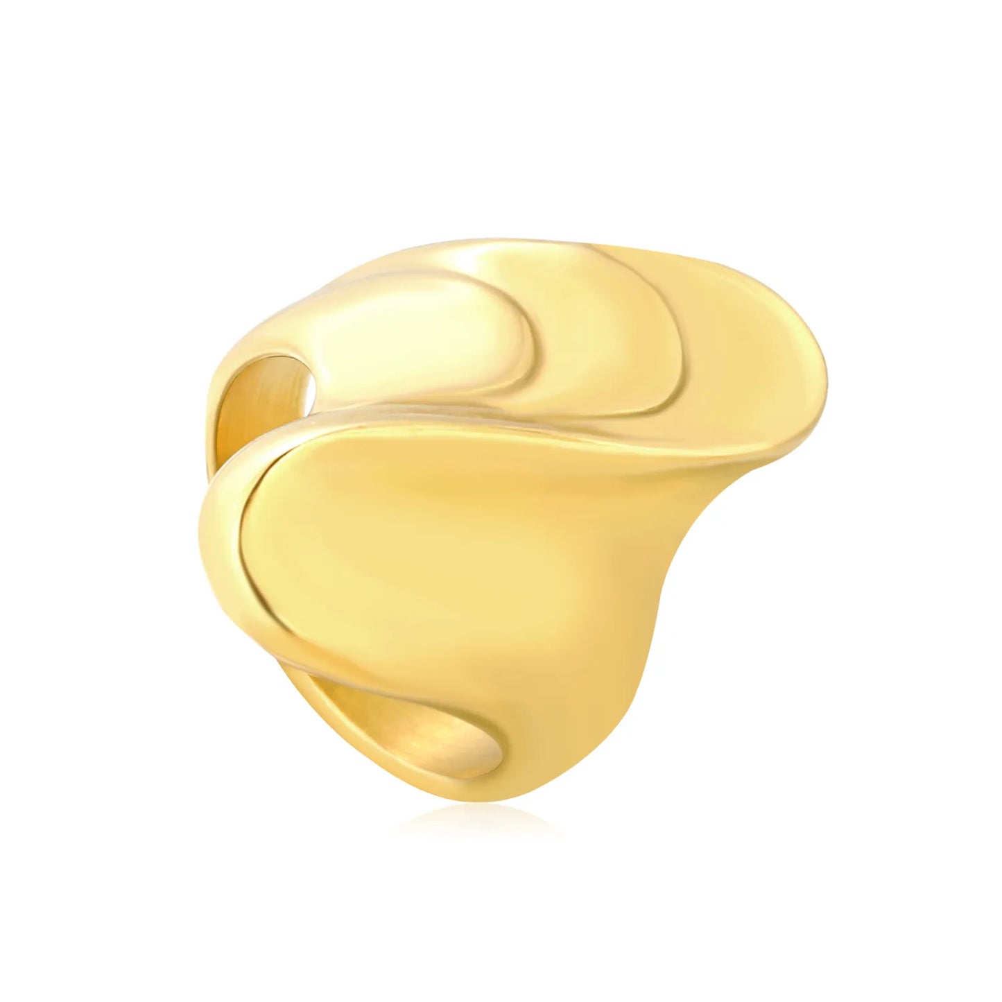 🌊💍 Wholesale Freeform Wave Ring | 26mm Gold Steel Band