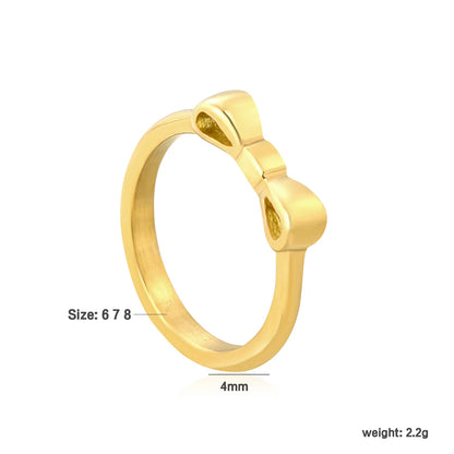 🎀 💍 Wholesale Gold Bow Ring | 4mm Delicate Band | Steel