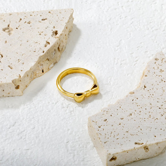 🎀 💍 Wholesale Gold Bow Ring | 4mm Delicate Band | Steel