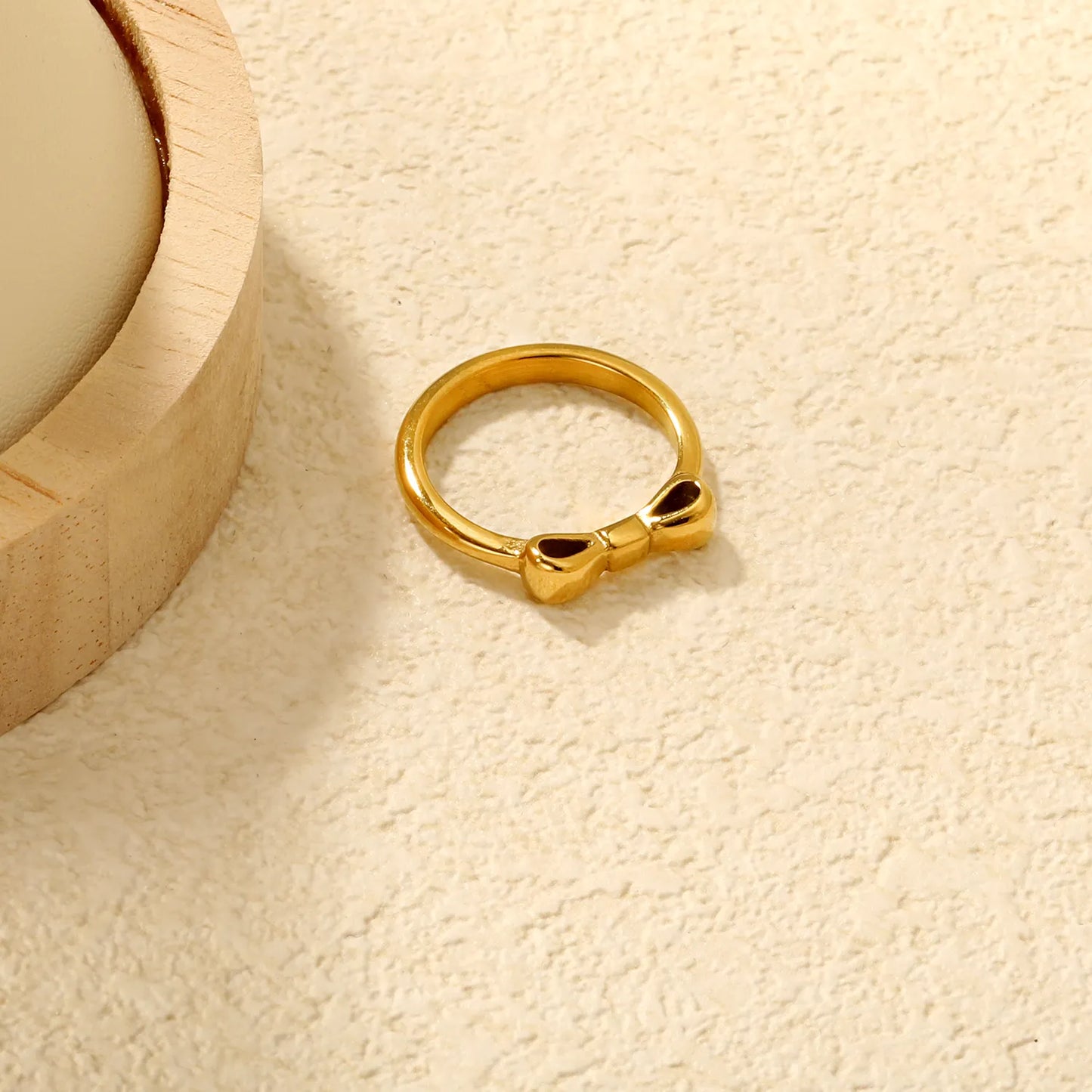 🎀 💍 Wholesale Gold Bow Ring | 4mm Delicate Band | Steel