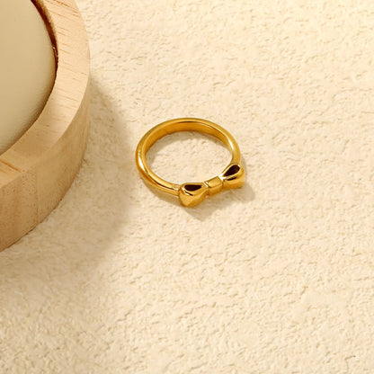🎀 💍 Wholesale Gold Bow Ring | 4mm Delicate Band | Steel