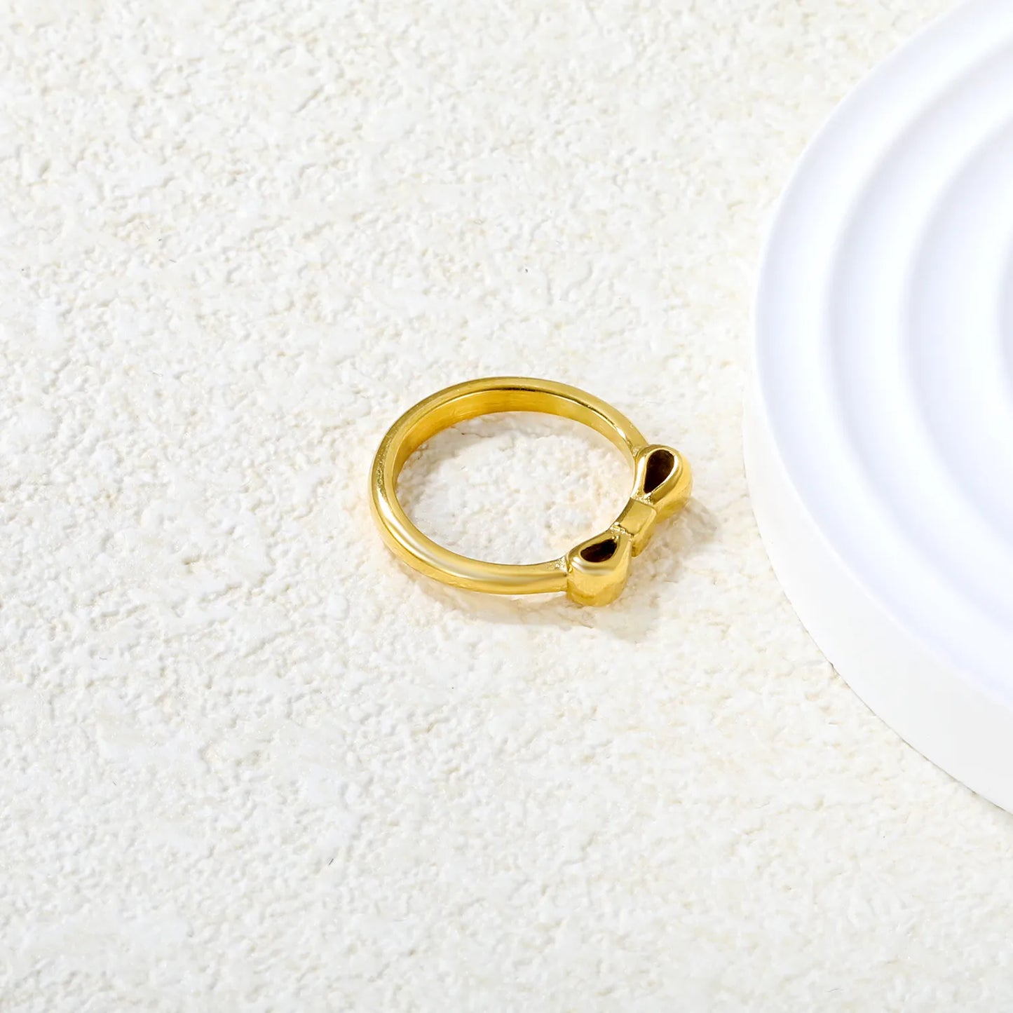 🎀 💍 Wholesale Gold Bow Ring | 4mm Delicate Band | Steel