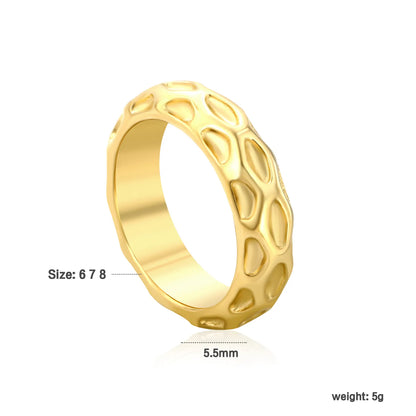 ✨ 18K Gold PVD Irregular hammered Rings With a Height of 5.5mm Wholesale (MOQ 12+) | Stainless Steel Hypoallergenic Bands 🌍 | Stackable & Statement Rings