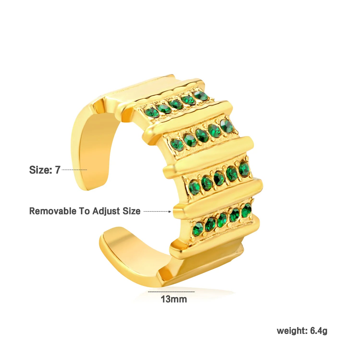 ✨ 18K Gold PVD 13mm High Accordion Smooth Opening Ring Wholesale (MOQ 12+) | Stainless Steel Hypoallergenic Bands 🌍 | Stackable & Statement Rings