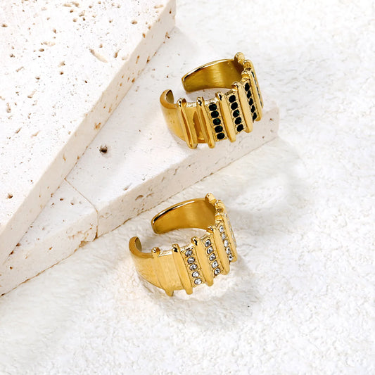 ✨ 18K Gold PVD 13mm High Accordion Smooth Opening Ring Wholesale (MOQ 12+) | Stainless Steel Hypoallergenic Bands 🌍 | Stackable & Statement Rings