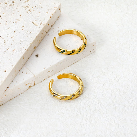 ✨ 18K Gold PVD Twisted Opening Rings With a Height of 3.7mm Wholesale (MOQ 12+) | Stainless Steel Hypoallergenic Bands 🌍 | Stackable & Statement Rings