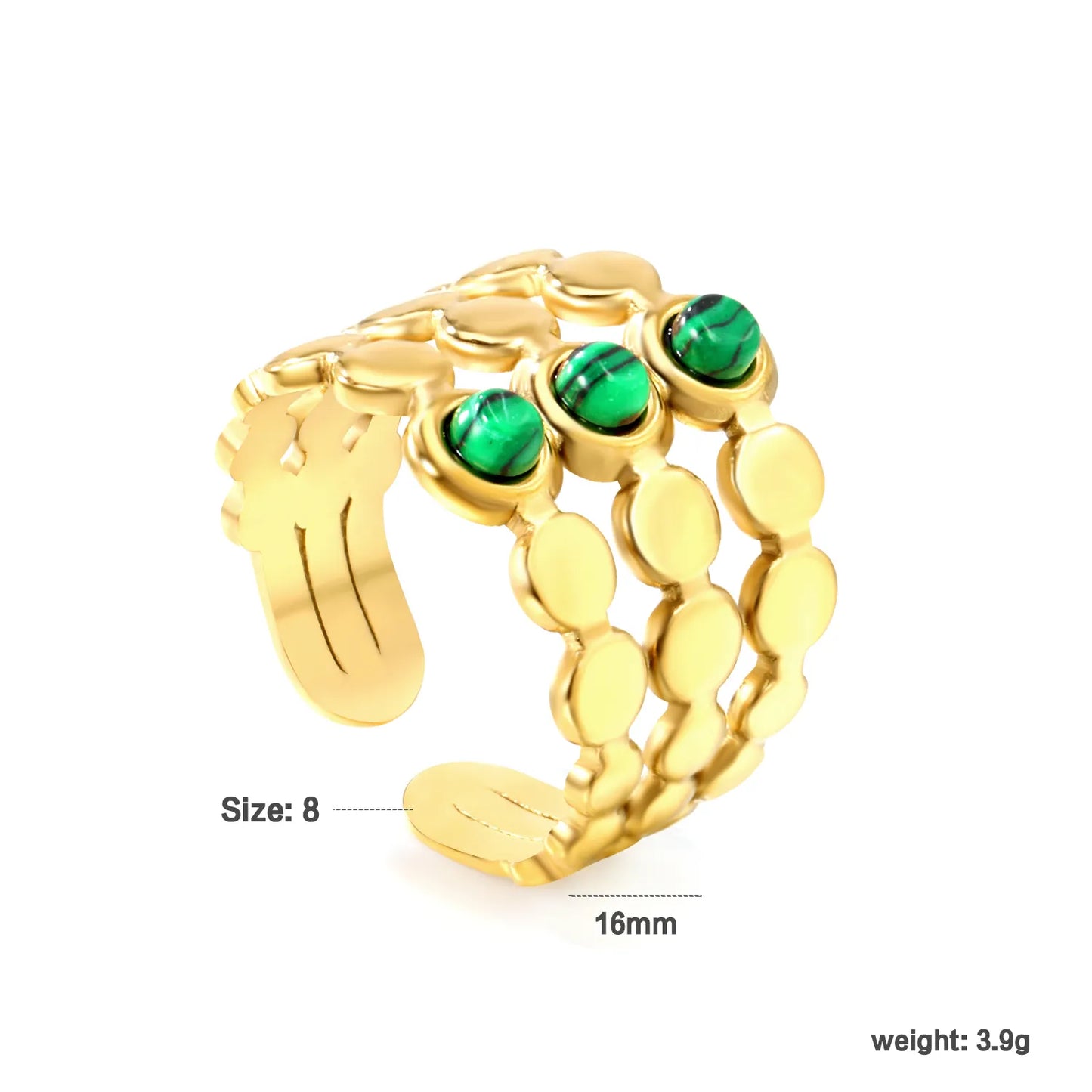 18k gold plated Premium Zircon&Natural Resins Stainless Steel Rings Wholesale (MOQ 12+) | Hypoallergenic  Fashion Rings 🌍  | Tarnish-Free