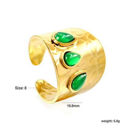 18k gold plated Premium Zircon&Natural Resins Stainless Steel Rings Wholesale (MOQ 12+) | Hypoallergenic  Fashion Rings 🌍  | Tarnish-Free