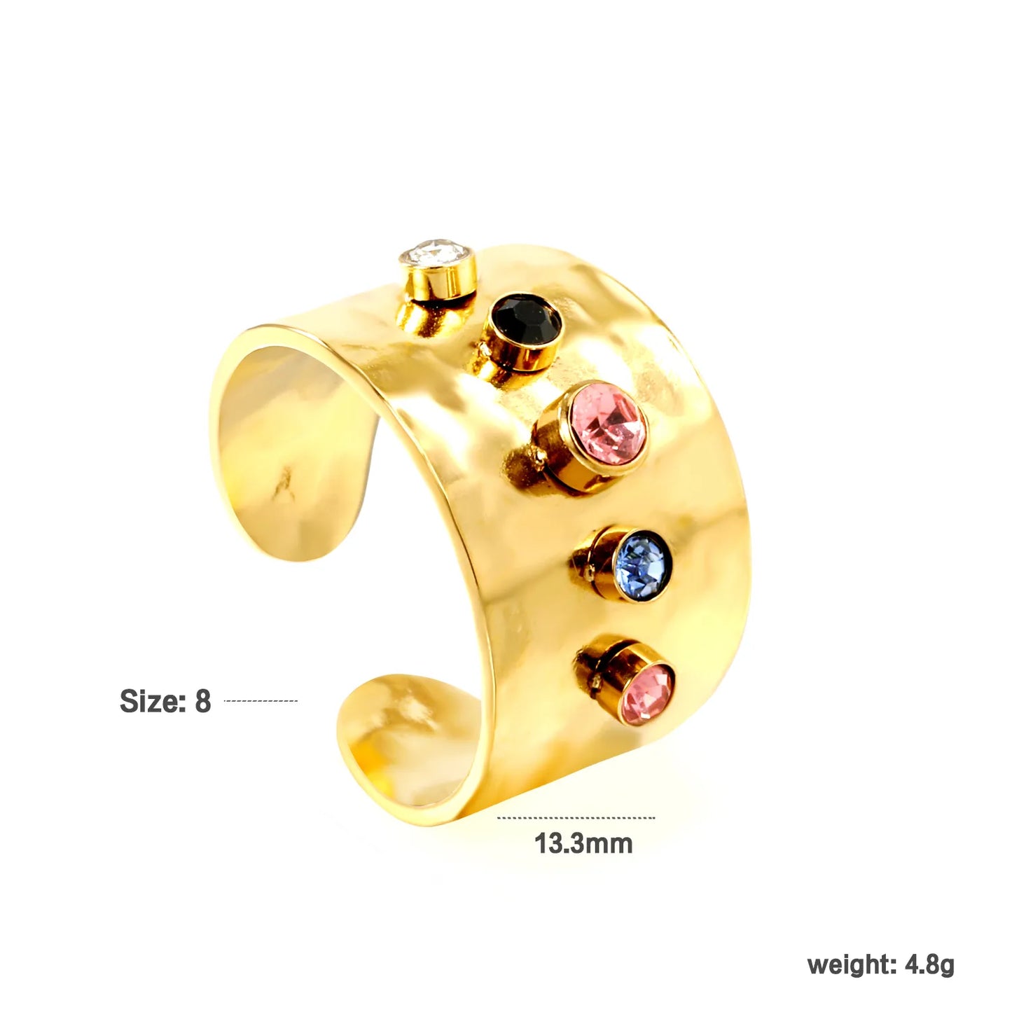 18k gold plated Premium Zircon&Natural Resins Stainless Steel Rings Wholesale (MOQ 12+) | Hypoallergenic  Fashion Rings 🌍  | Tarnish-Free
