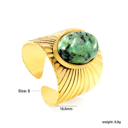 18k gold plated Premium Zircon&Natural Resins Stainless Steel Rings Wholesale (MOQ 12+) | Hypoallergenic  Fashion Rings 🌍  | Tarnish-Free