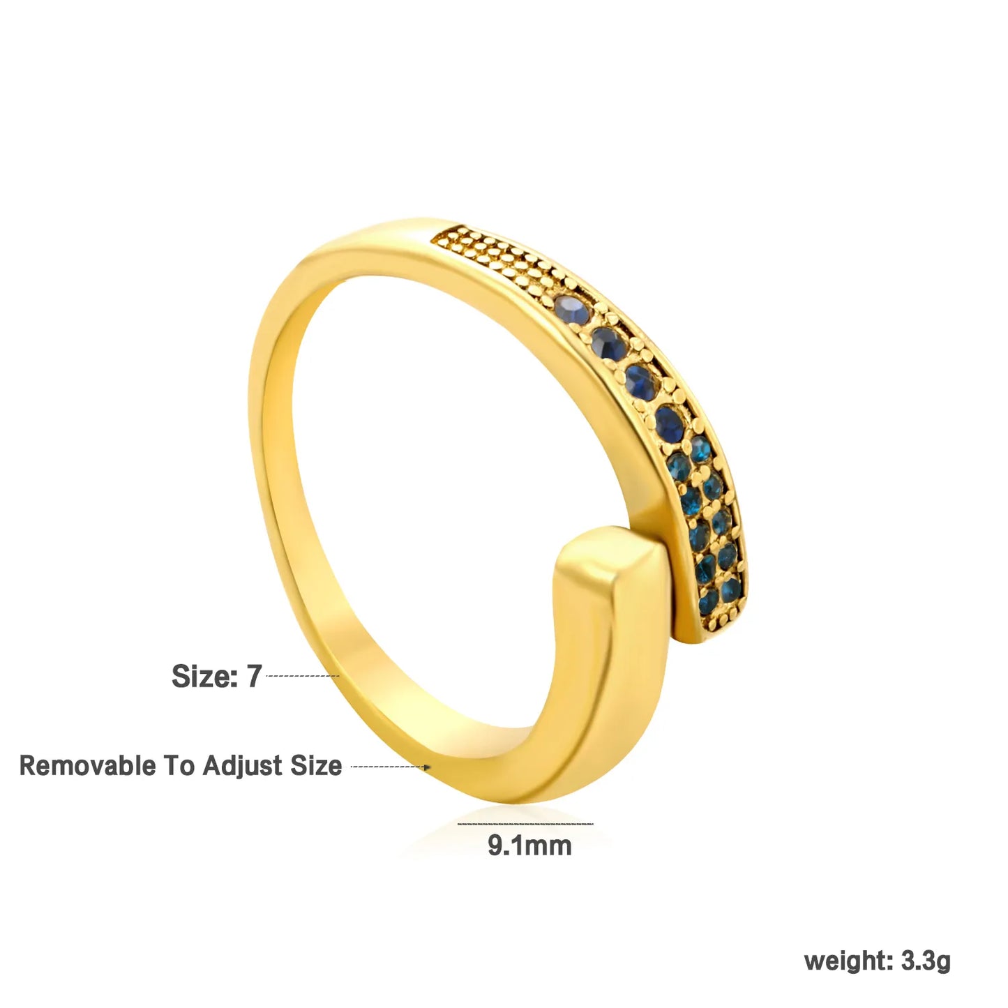 ✨ 18K Gold PVD 9.1mm High irregular Double-row white zircon Adjustable Rings Wholesale (MOQ 12+) | Stainless Steel Hypoallergenic Bands 🌍 | Stackable & Statement Rings