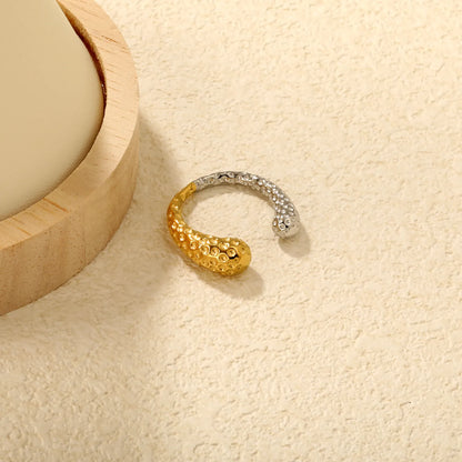 💧 Wholesale 7mm Hammered Teardrop Ring | Intergold Open Band Stainless Steel