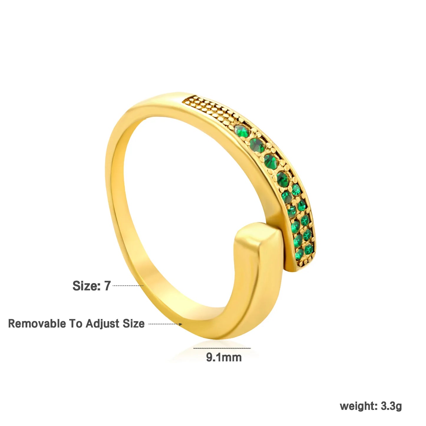 ✨ 18K Gold PVD 9.1mm High irregular Double-row white zircon Adjustable Rings Wholesale (MOQ 12+) | Stainless Steel Hypoallergenic Bands 🌍 | Stackable & Statement Rings