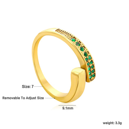 ✨ 18K Gold PVD 9.1mm High irregular Double-row white zircon Adjustable Rings Wholesale (MOQ 12+) | Stainless Steel Hypoallergenic Bands 🌍 | Stackable & Statement Rings