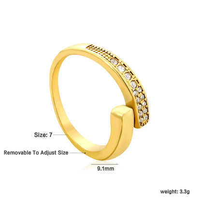 ✨ 18K Gold PVD 9.1mm High irregular Double-row white zircon Adjustable Rings Wholesale (MOQ 12+) | Stainless Steel Hypoallergenic Bands 🌍 | Stackable & Statement Rings