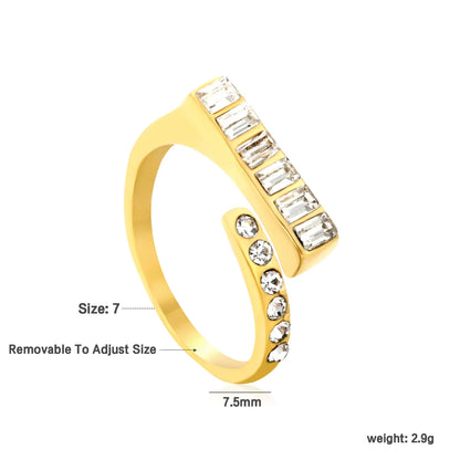 ✨ 18K Gold PVD 7.5mm High Zircon Adjustable Rings Wholesale (MOQ 12+) | Stainless Steel Hypoallergenic Bands 🌍 | Stackable & Statement Rings