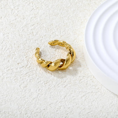 ✨ Wholesale 8mm Twist Horn Open Ring | Gold Stainless Steel Statement Jewelry