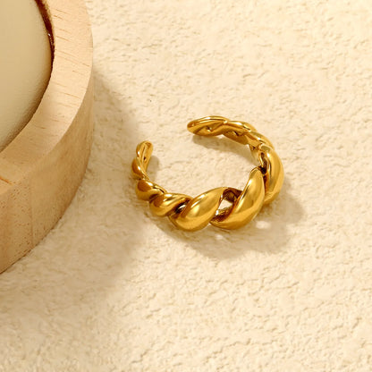 ✨ Wholesale 8mm Twist Horn Open Ring | Gold Stainless Steel Statement Jewelry