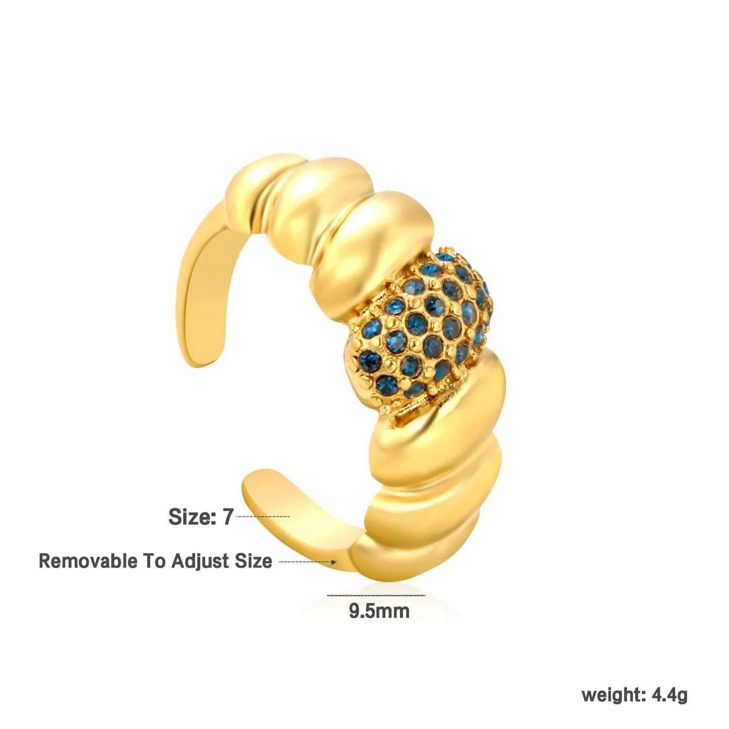 ✨ 18K Gold PVD 9.5mm High croissant-shaped Zircon Rings Wholesale (MOQ 12+) | Stainless Steel Hypoallergenic Bands 🌍 | Stackable & Statement Rings