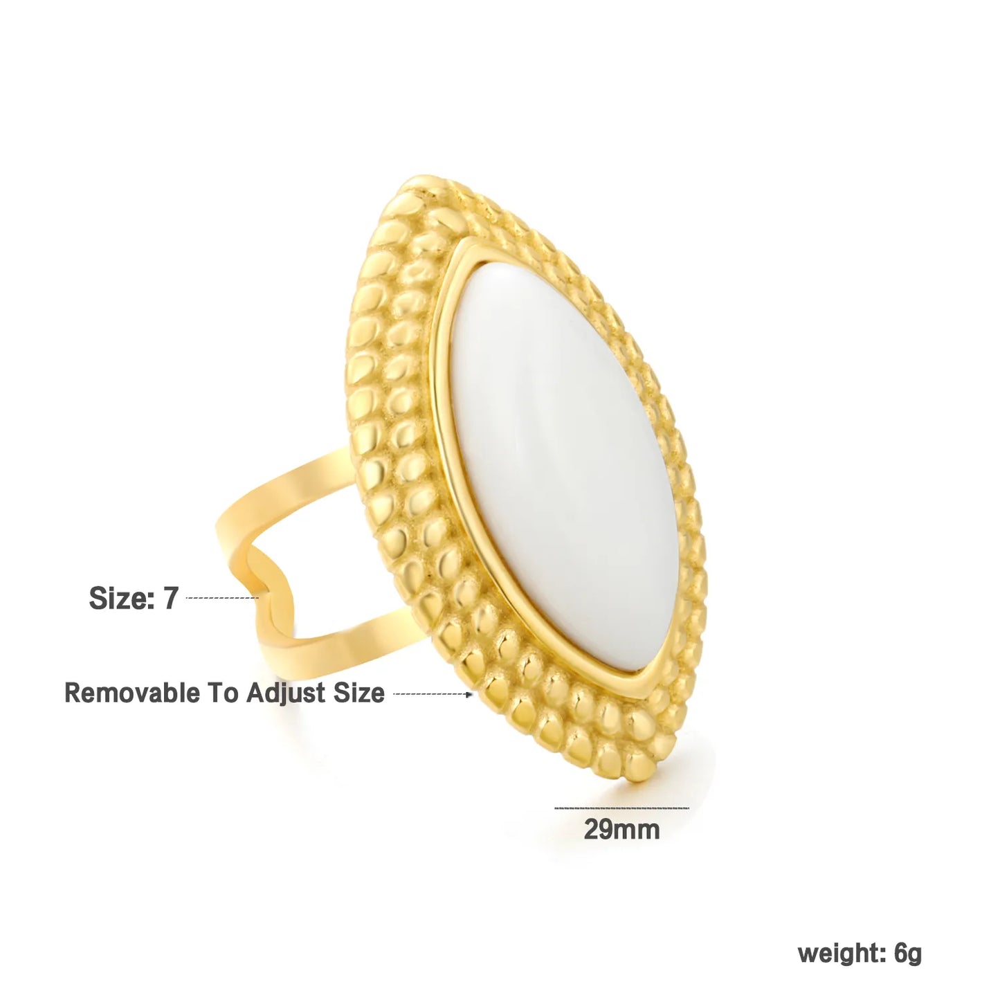 ✨ 18K Gold PVD 29mm High Horse-eye opening Rings Wholesale (MOQ 12+) | Stainless Steel Hypoallergenic Bands 🌍 | Stackable & Statement Rings