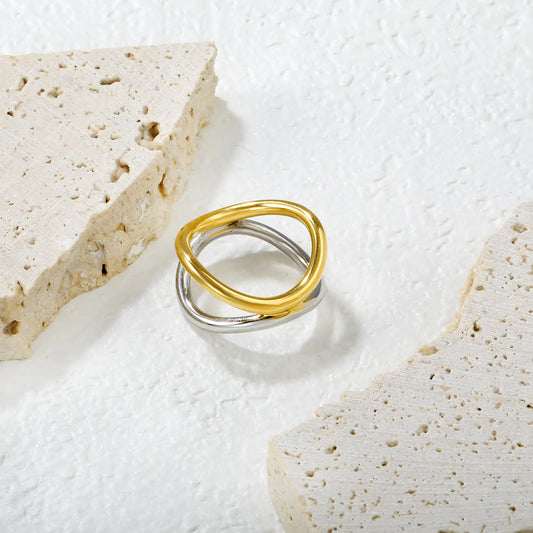 ✨ Wholesale 11mm Irregular Double Ring | Intergold Stainless Steel Band