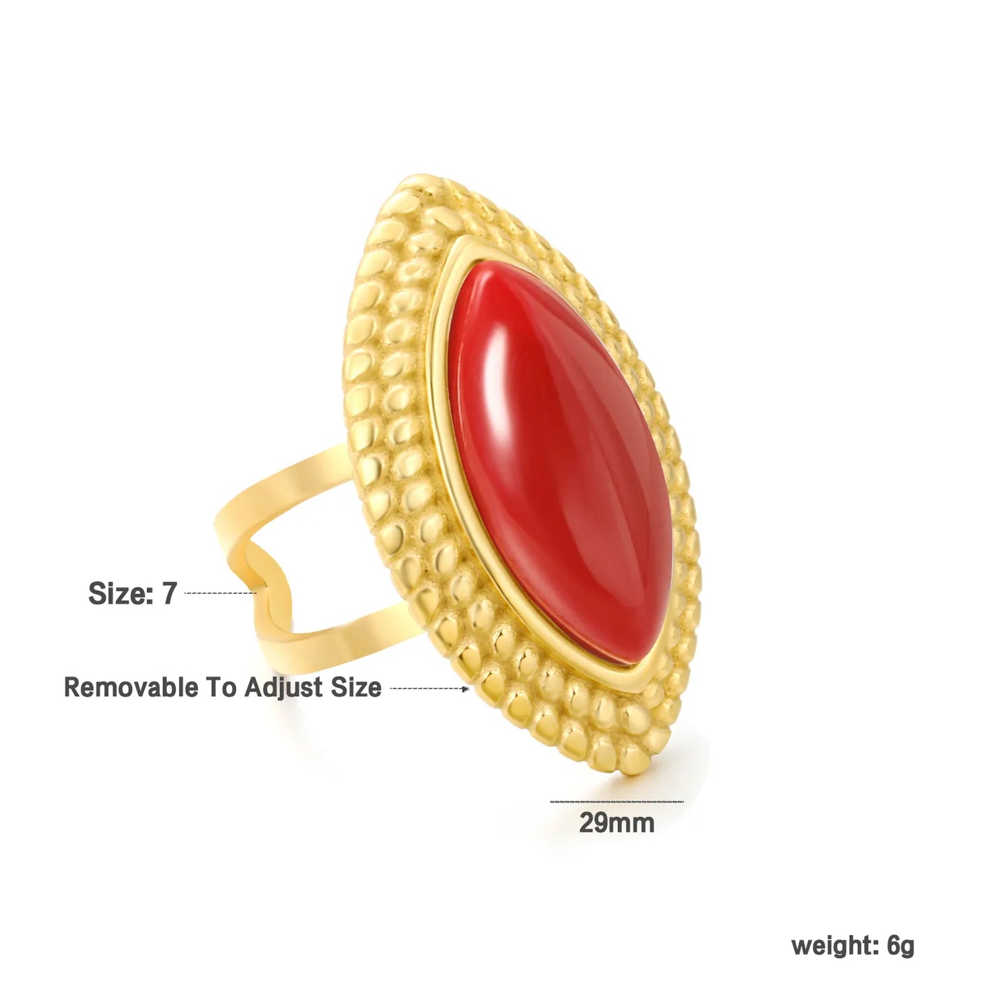 ✨ 18K Gold PVD 29mm High Horse-eye opening Rings Wholesale (MOQ 12+) | Stainless Steel Hypoallergenic Bands 🌍 | Stackable & Statement Rings