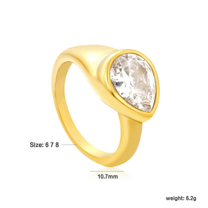 ✨ 18K Gold PVD 10.7mm high Water drop shape Rings Wholesale (MOQ 12+) | Stainless Steel Hypoallergenic Bands 🌍 | Stackable & Statement Rings