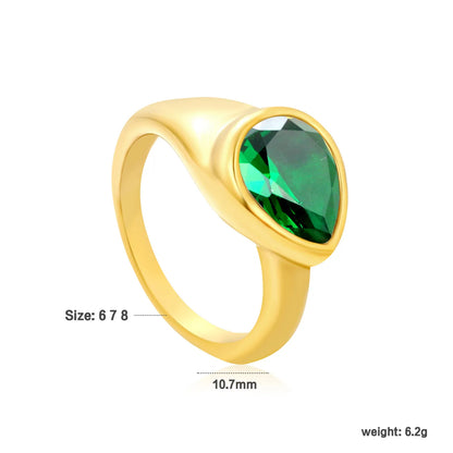 ✨ 18K Gold PVD 10.7mm high Water drop shape Rings Wholesale (MOQ 12+) | Stainless Steel Hypoallergenic Bands 🌍 | Stackable & Statement Rings