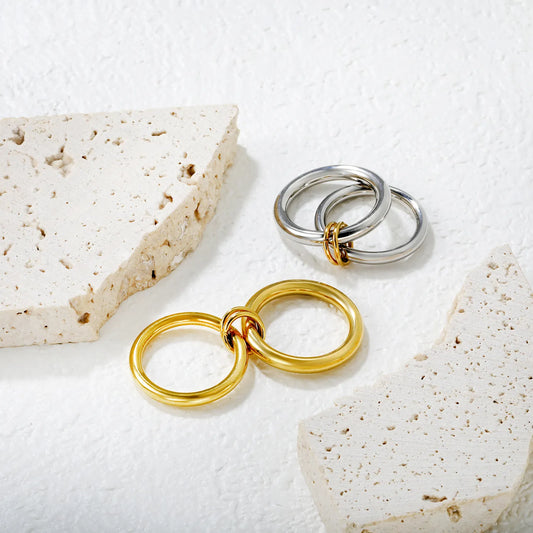 ⭕⭕ Wholesale 5.6mm Double Circle Ring | Gold/Silver Stainless Steel Band
