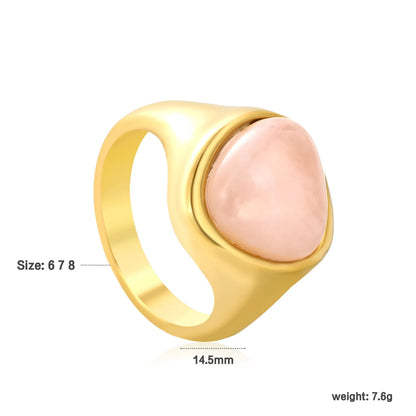 ✨ 18K Gold PVD 14.5mm High Triangular Tiger's eye stone / Rose quartz Rings Wholesale (MOQ 12+) | Stainless Steel Hypoallergenic Bands 🌍 | Stackable & Statement Rings