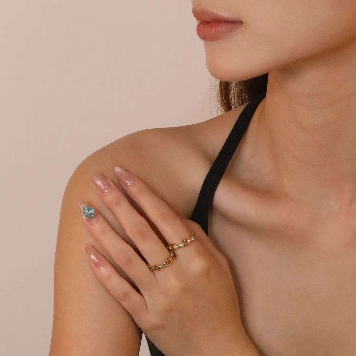 ✨ 18K Gold PVD 5mm High Single-clasp Chain Rings With Zircon Wholesale (MOQ 12+) | Stainless Steel Hypoallergenic Bands 🌍 | Stackable & Statement Rings