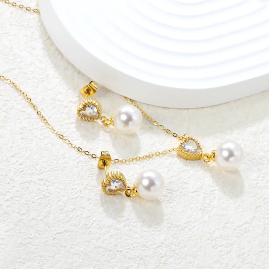 ✨ Gold Stainless Steel Necklace + Earrings | 40+5cm Chain | Wholesale Bulk