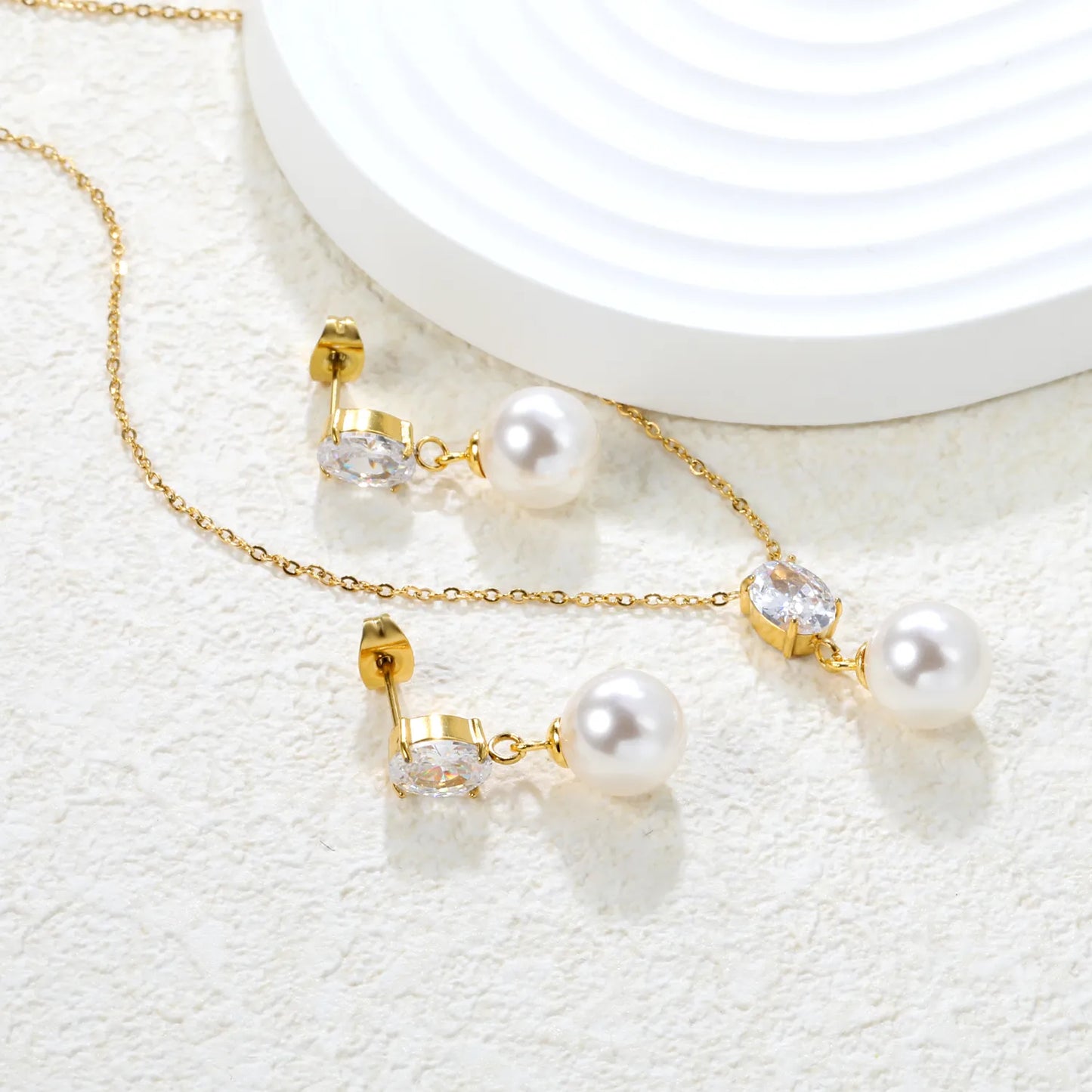 ✨ Gold Stainless Steel Necklace + Earrings | 40+5cm Chain | Wholesale Bulk