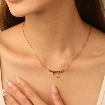 ✨Wholesale Gold Teardrop Necklace: 15*30mm Pendant + 1.2mm Rope Chain 43+5cm | Stainless Steel Adjustable Jewelry Bulk💧