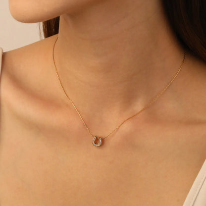 ✨8x9mm U-Shape Hollow Diamond Pendant 0.3mm Hammered Chain 40+5cm | Gold Stainless Steel Necklace | Bulk Wholesale