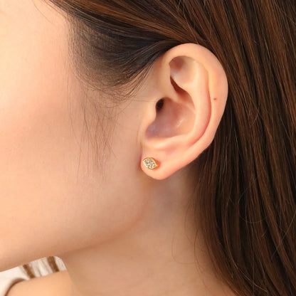 🍃Wholesale 8.2x5mm Leaf CZ Ear Studs | Gold Stainless Steel
