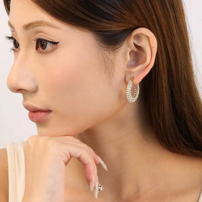 ✨Wholesale Gold Pearl Ear Cuffs | 26x24mm Stainless Steel Clip-On | White Simulated Pearls | No-Piercing Ear Jewelry Bulk