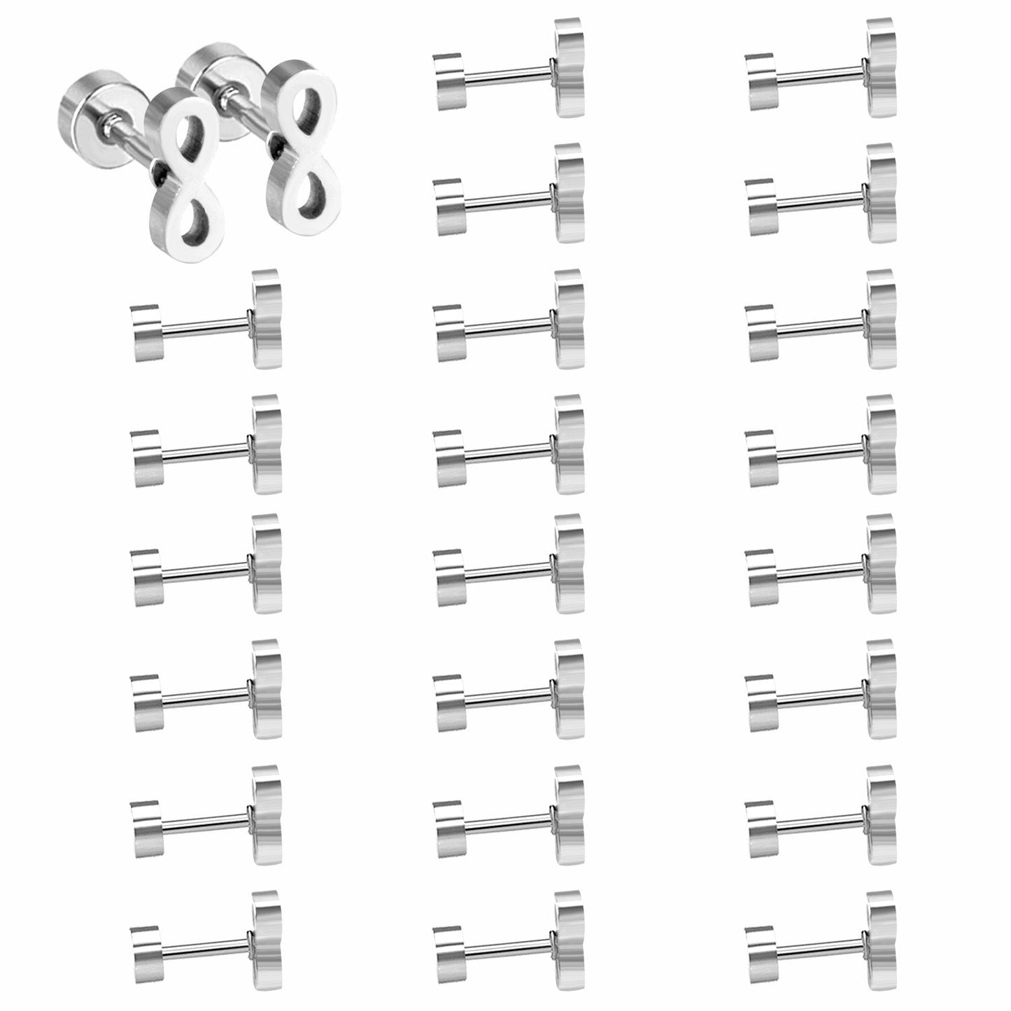 12 pairs Steel/Gold Frosted Screw In Stud Earrings without Diamonds